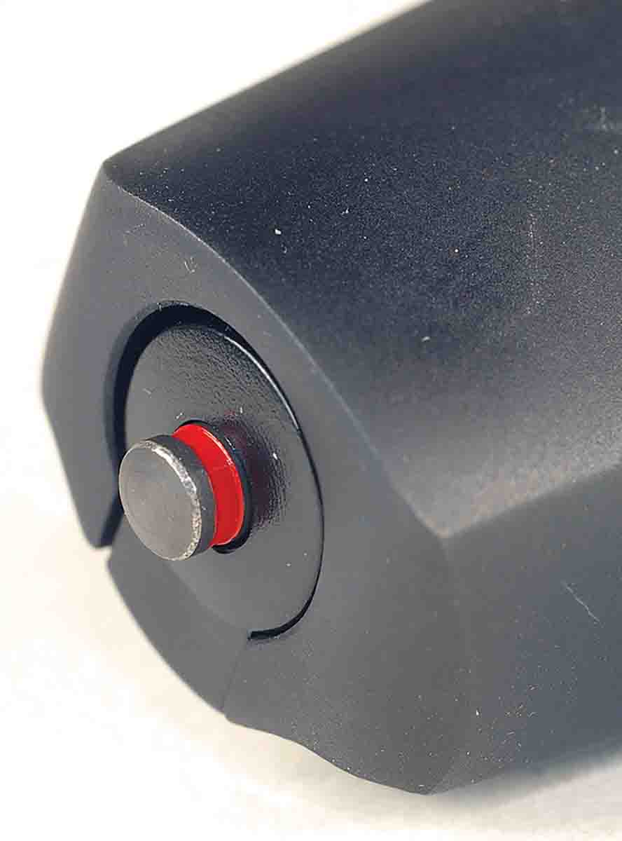 A cocking indicator extends from the back of the 557’s bolt sleeve to show when the firing pin is cocked.